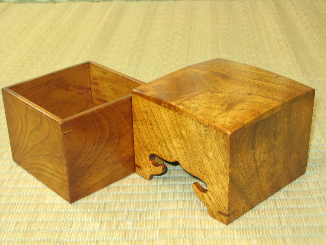 24800→17800将棋駒箱 汚く 松浦清治作 貴重材 柿拭漆 四隅落